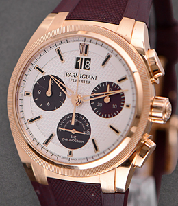 Tonda GT Chronograph 42mm in Rose Gold on Burgundy Rubber Strap with Silver Dial