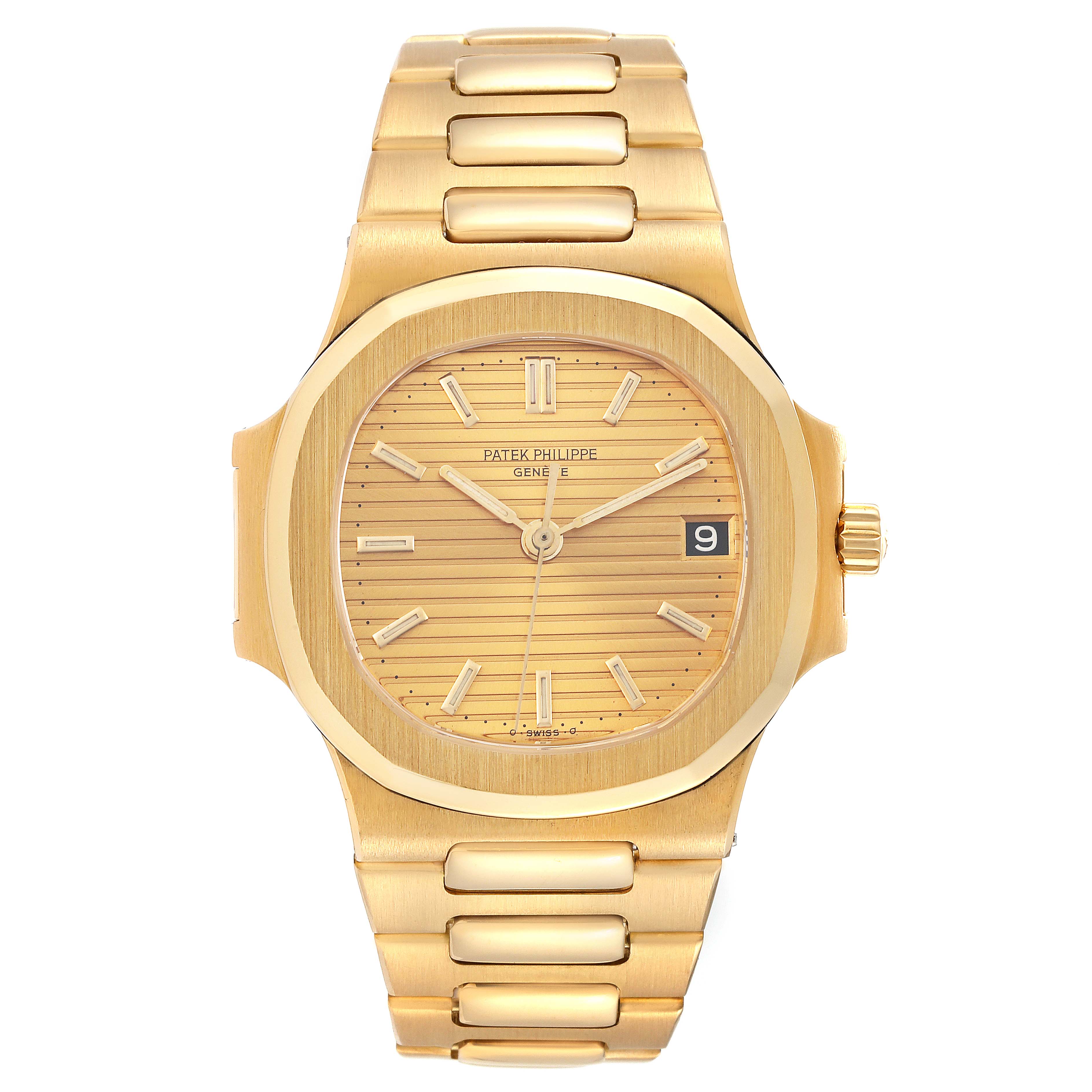 Nautilus 3800/1J in Yellow Gold  on Yellow Gold Bracelet with Champagne Dial
