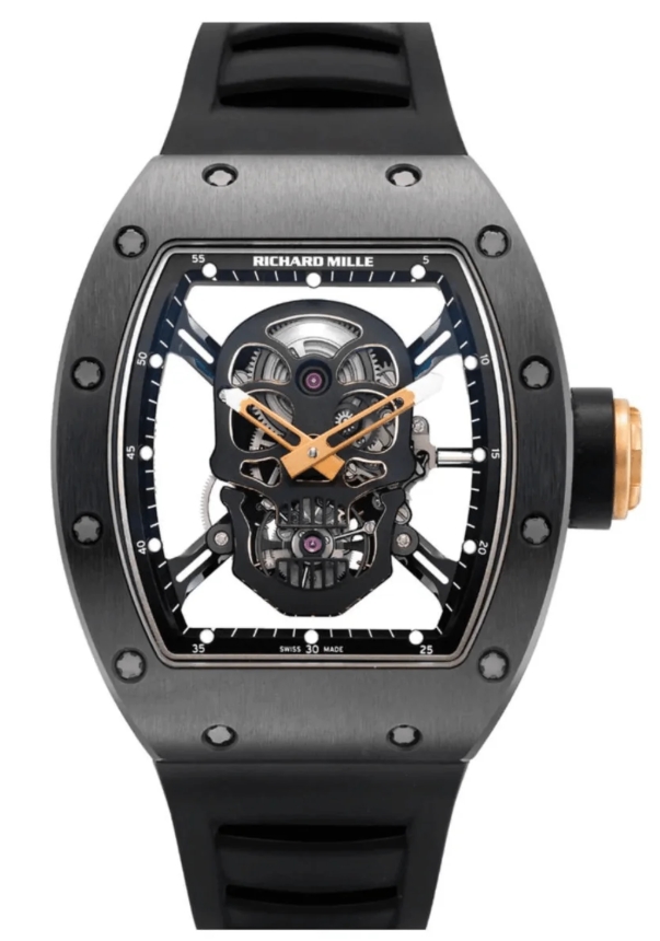 RM052 Tourbillon Skull in Ceramic Nano-Ceramic on Rubber with Brown Skull Dial