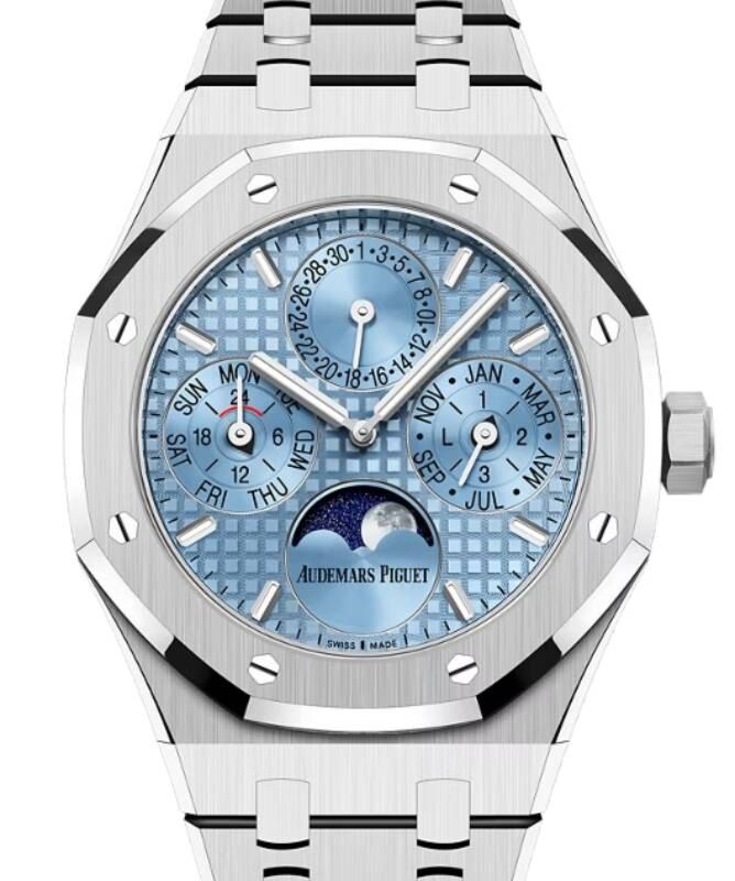 Royal Oak Perpetual Calendar 38mm in Steel on Steel Bracelet with Ice Blue Dial 