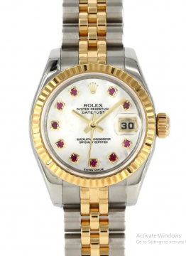 Pre-Owned Rolex 179173 Datejust Ladies 26mm in Steel with Yellow Gold Fluted Bezel 179173