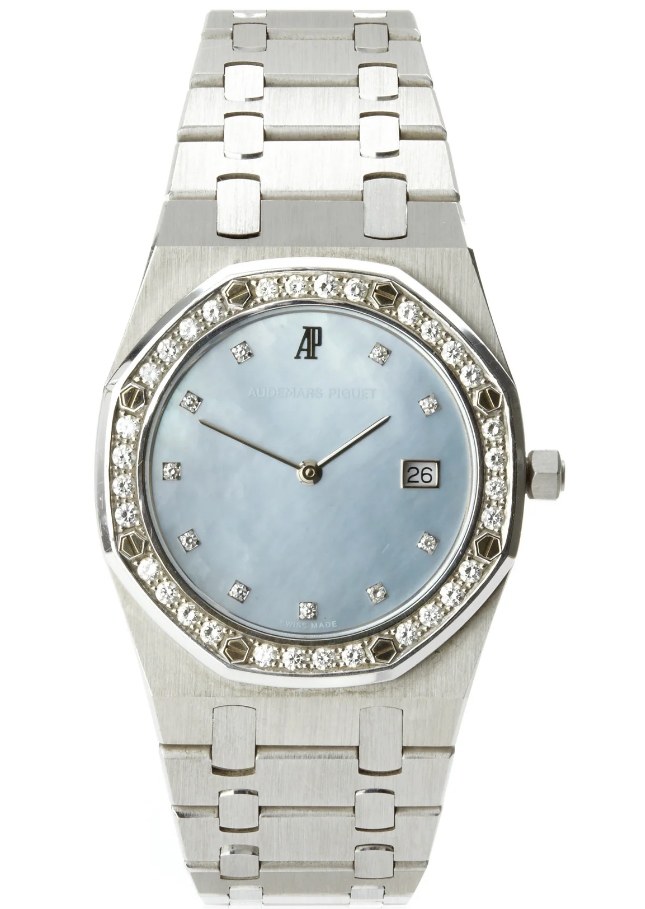 Royal Oak Quartz with in White Gold with Diamonds White Gold on Bracelet with Paved Diamond Dial