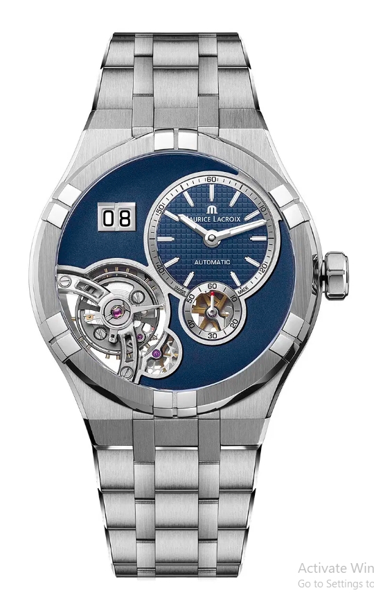 Aikon Master Grand Date 45mm in Steel on Steel Bracelet with Blue Dial