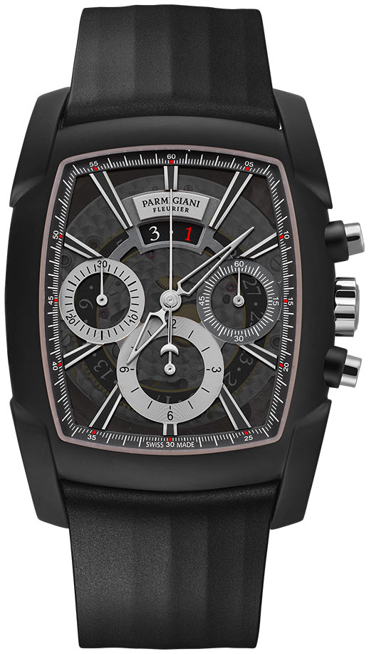 Kalpagraph 44.5mm in Black DLC Coated Steel on Black Rubber Strap with Black Dial
