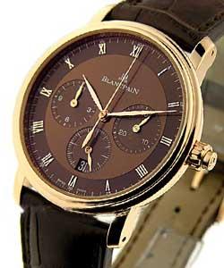 Villeret Chronograph 38mm Automatic in Rose Gold on Brown Crocodile Leather Strap with Brown Dial