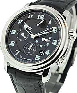 Leman Alarm GMT 40mm Automatic in Steel on Black Crocodile Leather Strap with Black Dial