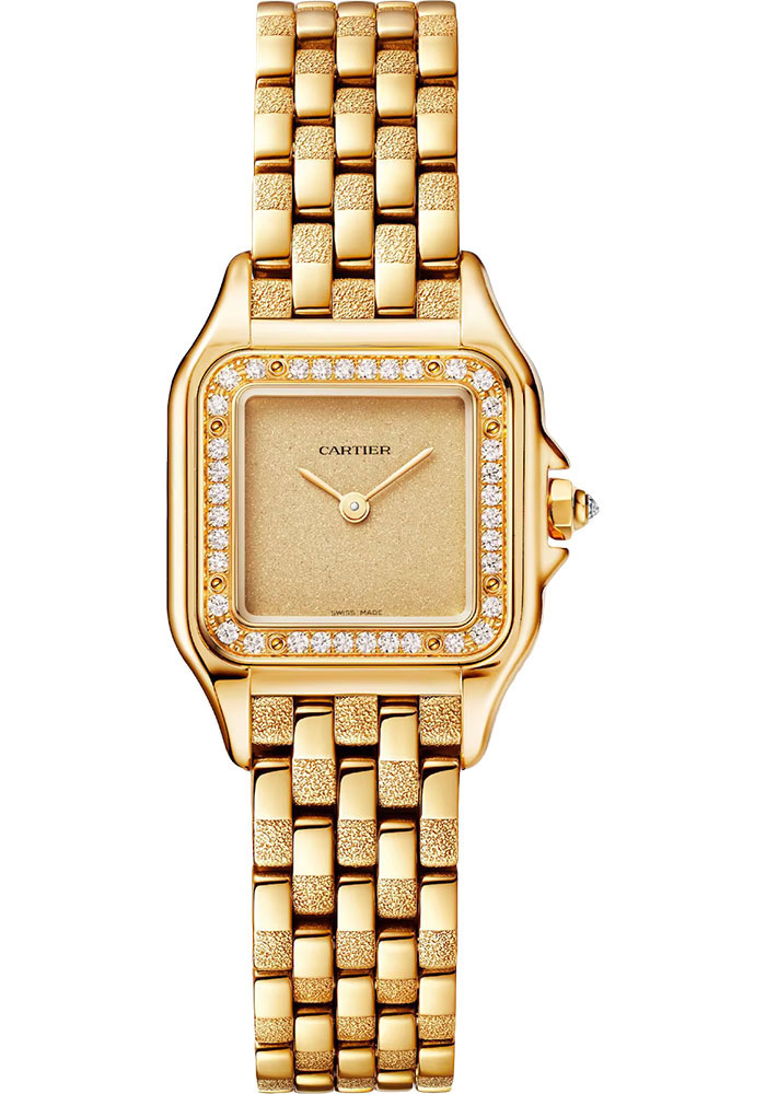 Panthere de Cartier in Yellow Gold with Diamond Bezel on Yellow Gold Bracelet with Gold Sparkle Dial