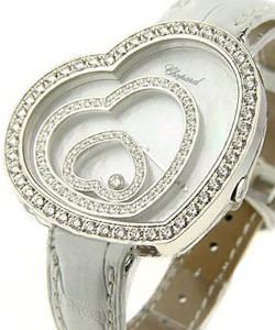 Happy Spirit in White Gold with Diamond Bezel  on White Alligator Leather Strap with White Mother of Pearl Dial 