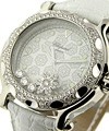Happy Sport Snowflakes Steel on White Strap Tang Buckle with Diamond Bezel