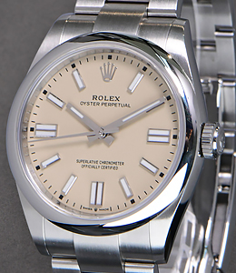 Oyster Perpetual 41mm   on Oyster Bracelet with Beige Stick Dial