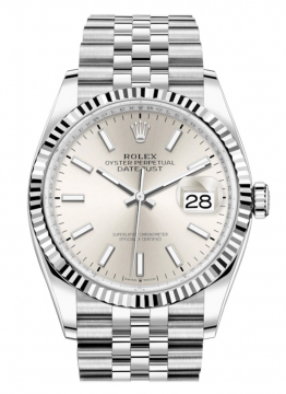 Rolex Unworn 126234 Datejust 36mm in Steel and White Gold Fluted Bezel 126234