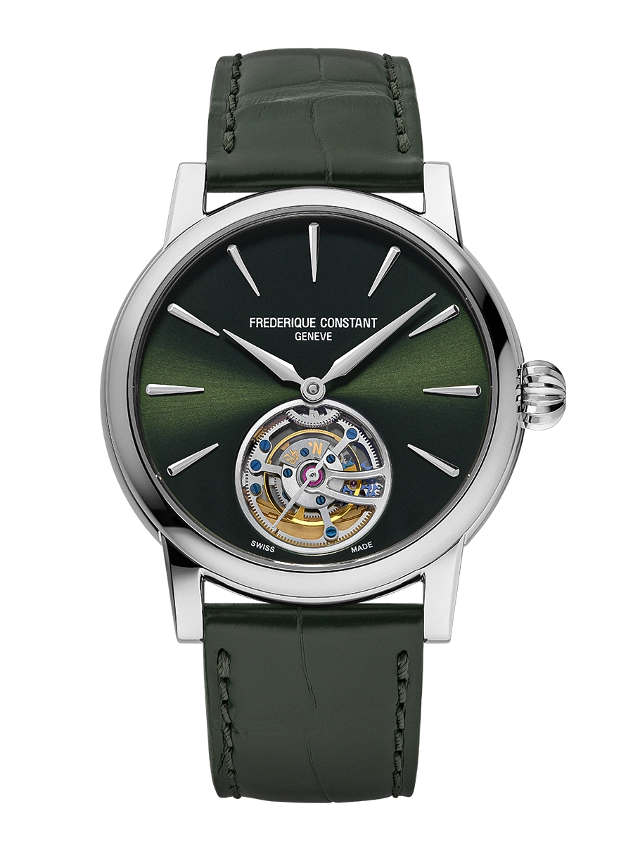 Classic Tourbillon 39mm in Steel - L.E 150 pcs on Green Alligator Leather Strap with Green Dial