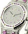 Lady's White Gold Royal Oak White Gold on Bracelet with Pave Diamond Dial 
