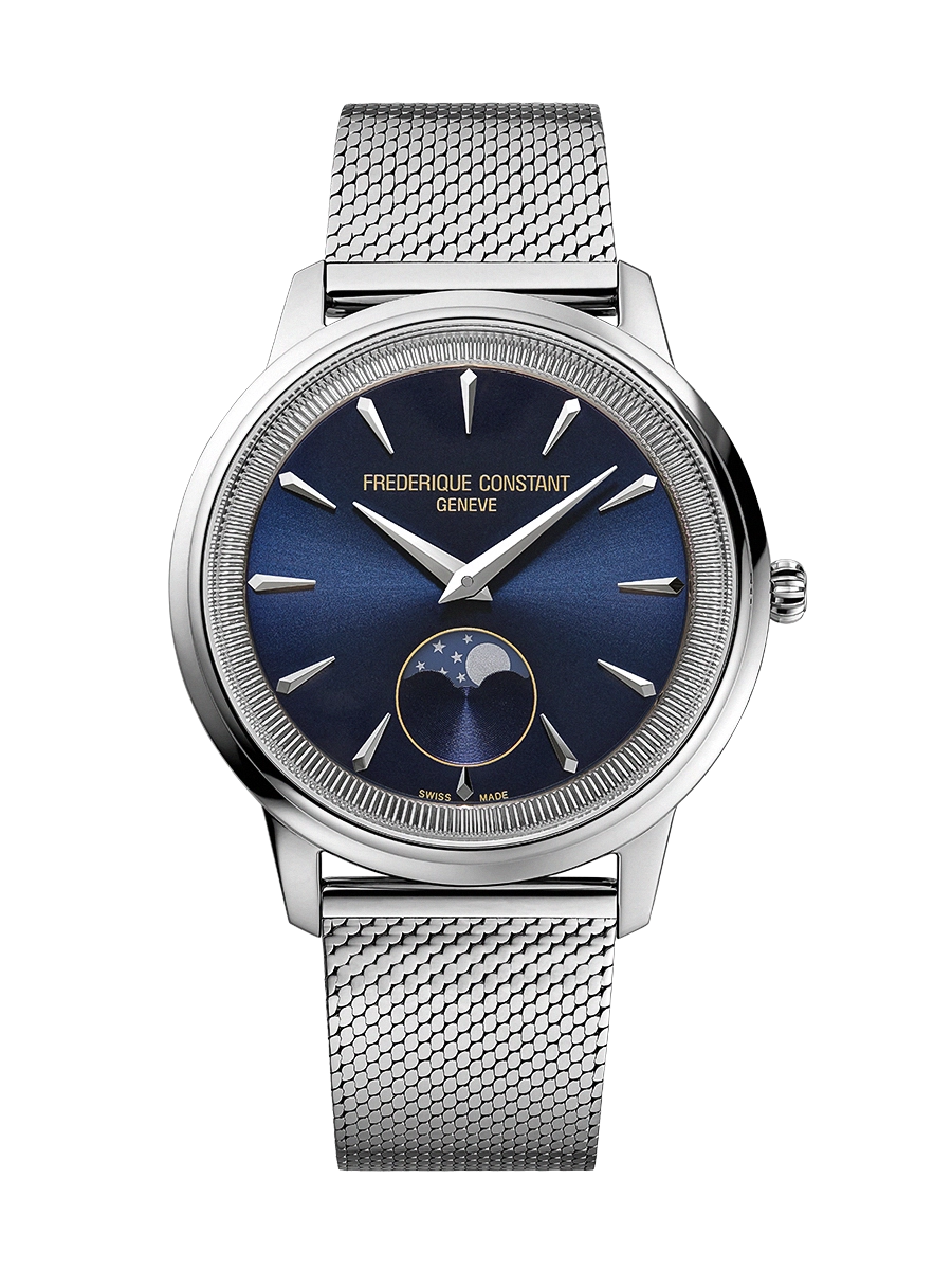 Classic Moneta Moonphase 37mm in Steel on Steel Bracelet with Blue Dial