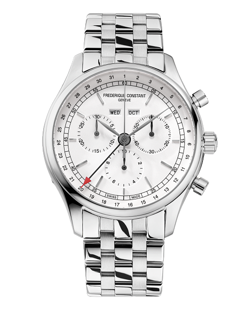 Classics Quartz Chronograph Triple Calendar 40mm in Steel on Steel Bracelet with Silver Dial