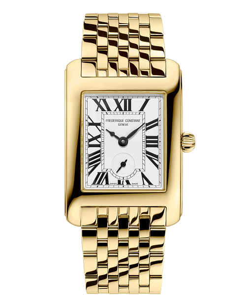 Carree Small Seconds 36mm in Gold Tone Steel on Gold Tone Steel Bracelet with White Dial