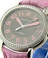 Millenary - Large Size in Steel with Diamond Bezel on Pink Crocodile Leather Strap with Black and Arabic Dial