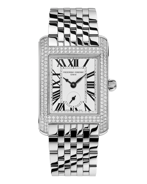 Carree Small Seconds 36mm in Steel with Diamond Bezel on Steel Bracelet with White Dial