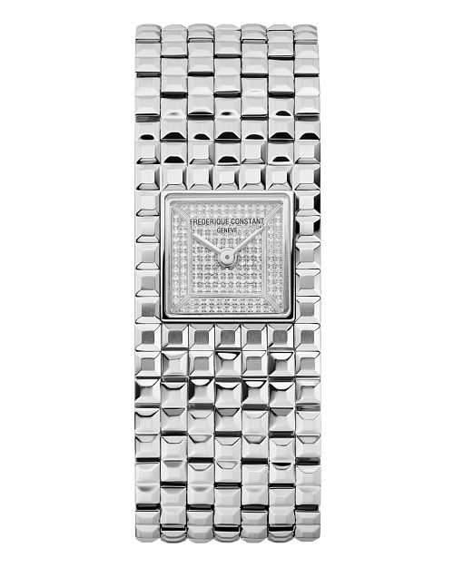 Classics Manchette 26mm in Steel on Steel Bracelet with Pave Diamond Dial
