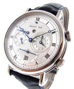Classique Alarm Le Reveil du Tsar in 18K White Gold On Black Leather Strap with Silver Dial