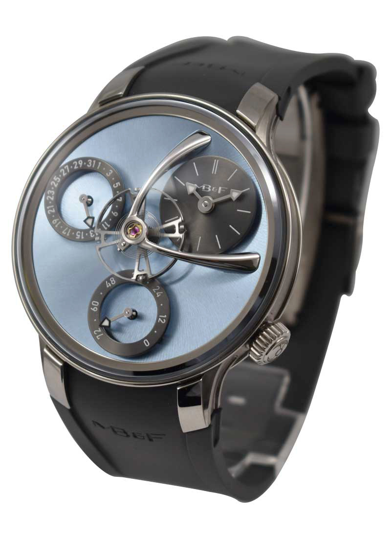 Legacy Machine 44mm Split Escapement EVO in Titanium on Grey Rubber Strap with Ice Blue Dial