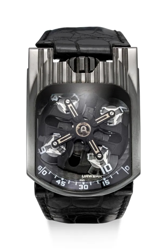 UR-103T Tarantula in Grey Gold on Black Leather Strap with Black Dial