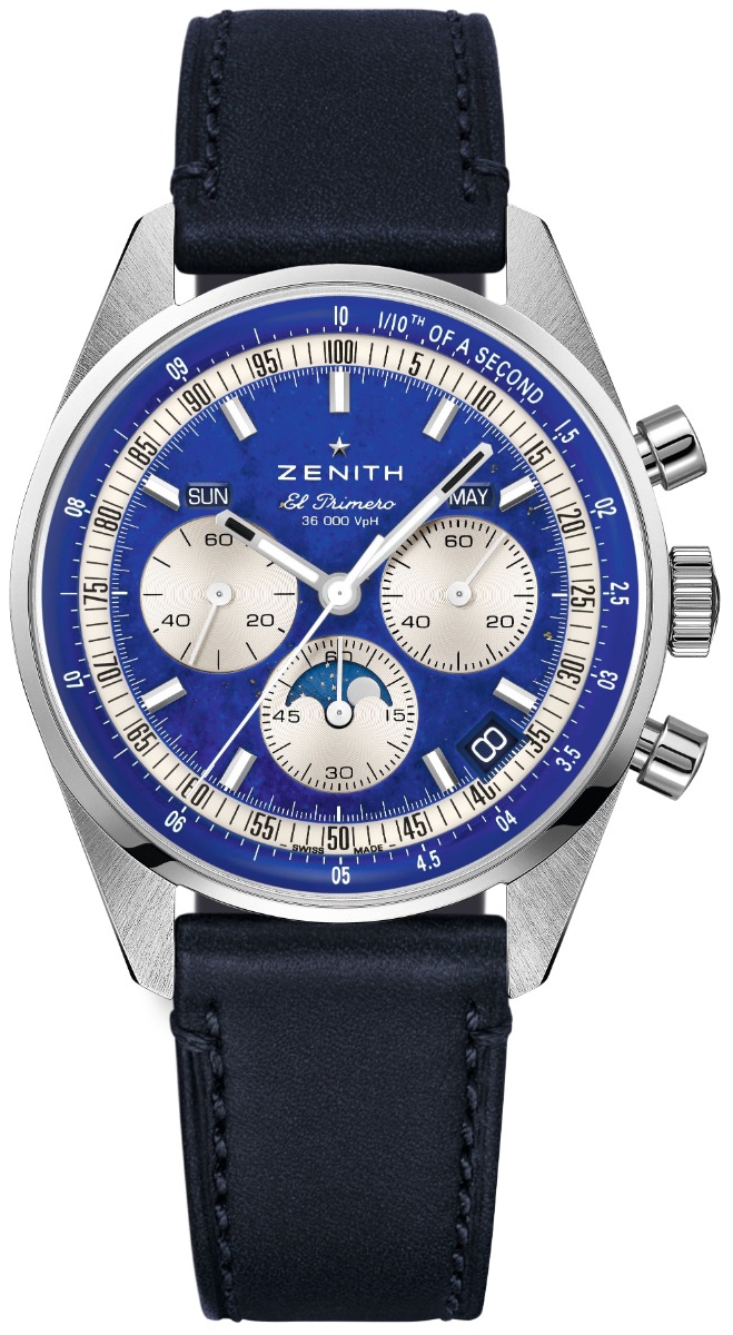 Chronomaster Original 38mm in Steel on Black Calfskin Leather Strap with Blue Lapis Lazuli Dial