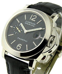 PAM 180 - Luminor Marina Automatic in White Gold on Black Calfskin Leather Strap with Black Dial - Only 150pcs. Made