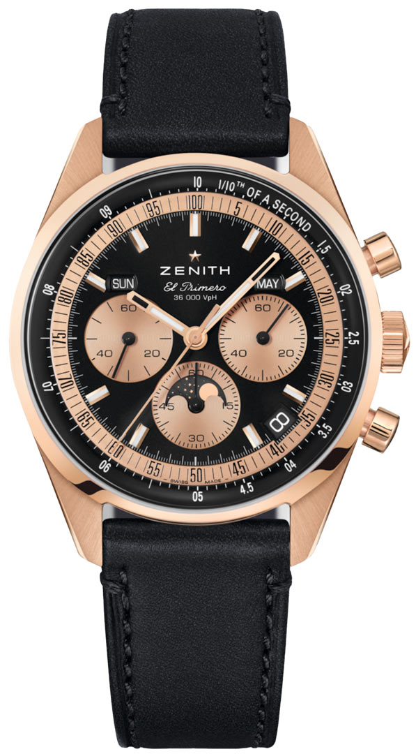 Chronomaster Original Triple Calendar 38mm in Rose Gold on Black Calfskin Leather Strap with Black Dial