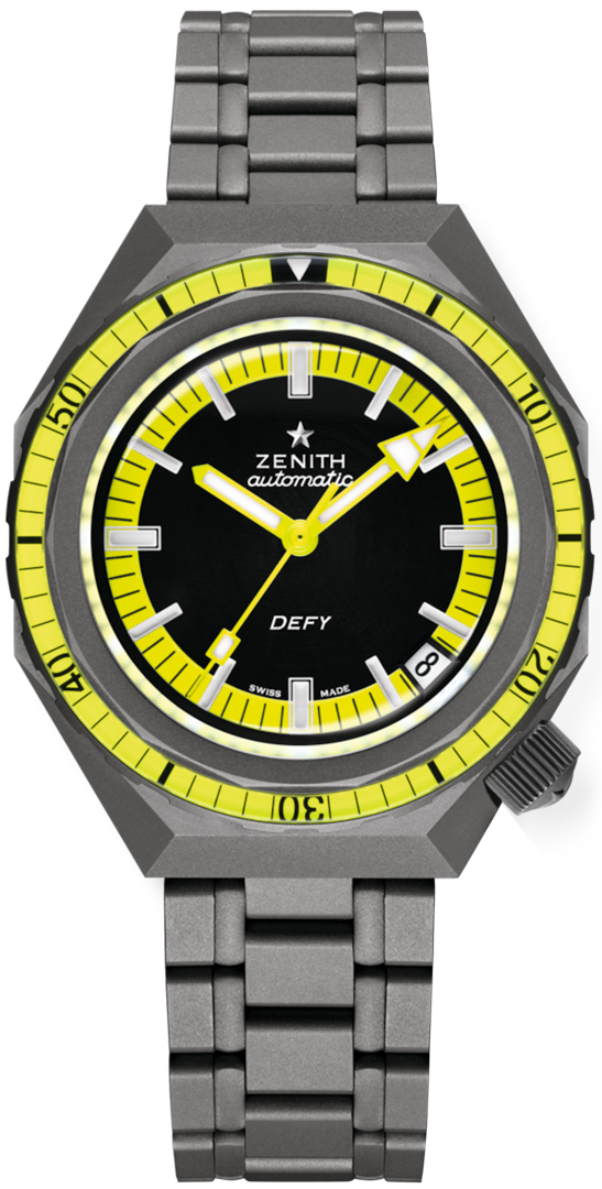 Defy Revival 37mm Automatic in Titanium on Titanium Bracelet with Black Dial