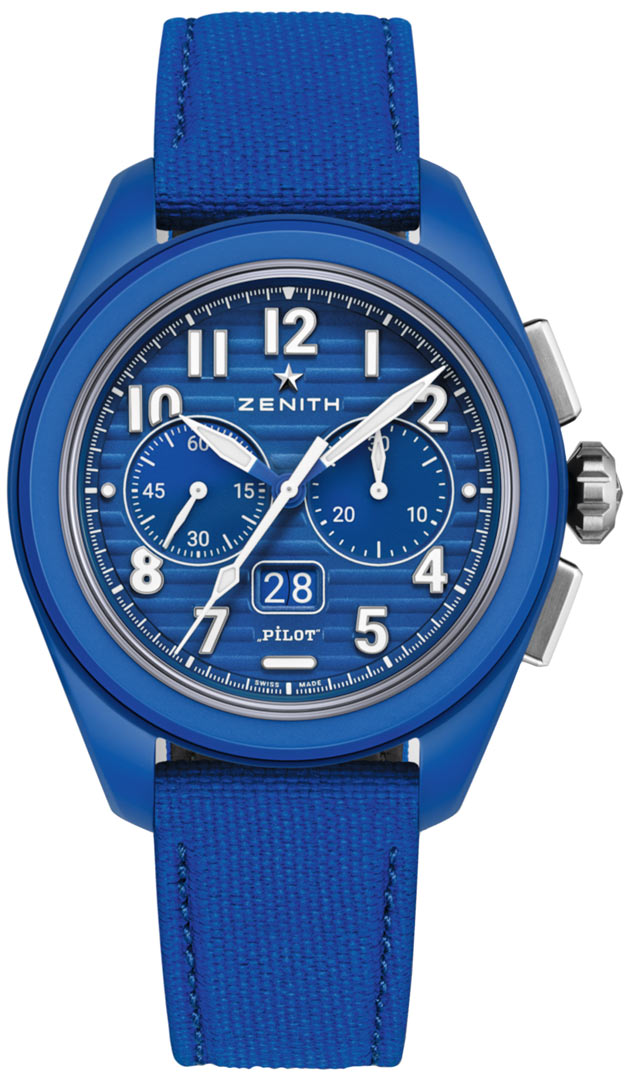 Pilot Big Date Flyback Chrono 160th Anniversary in Blue Ceramic on Blue Fabric Strap with Blue Dial - Limited to 160 pieces