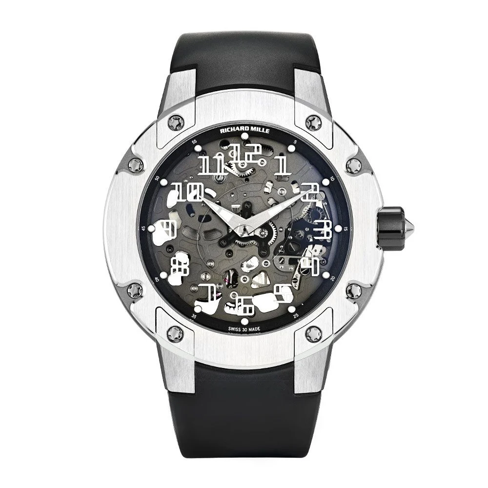 Richard Mille Extra Flat RM033 in Titanium on Black Rubber Strap with Skeleton Dial