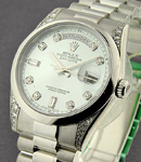 Platinum Men's Day - Date President with Diamond Lugs On President Bracelet with Glacier Blue Diamond Dial