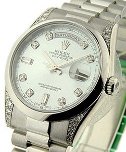 Platinum Men's Day - Date President with Diamond Lugs On President Bracelet with Glacier Blue Diamond Dial