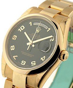 President Day Date 36mm in Rose Gold on Rose Gold Oyster Bracelet with Black Arabic Dial