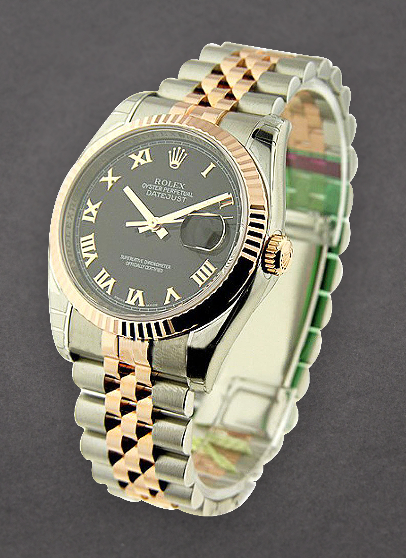 Rolex Unworn Datejust 36mm in Steel with Rose Gold Fluted Bezel