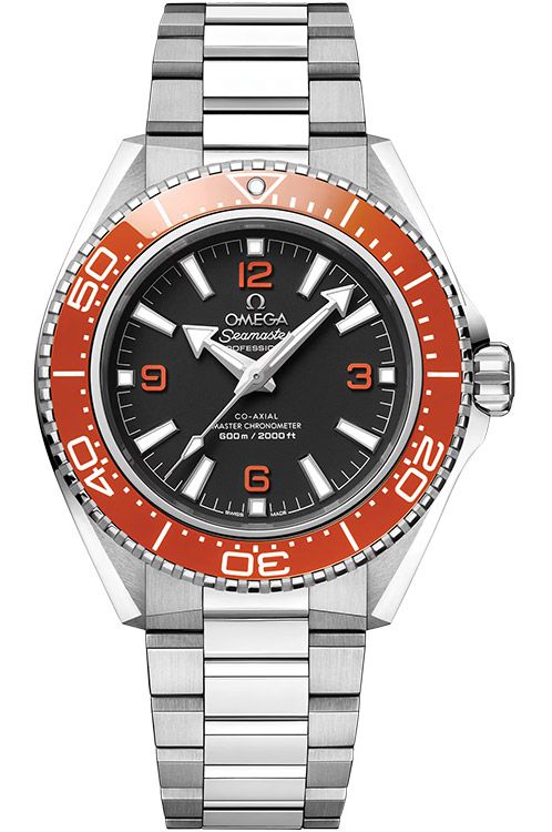 Seamaster Planet Ocean 600m 42mm Automatic in Steel with Orange Bezel on Steel Bracelet with Black Dial