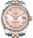 Mid Size 31mm Datejust in Steel with Rose Gold Fluted Bezel on Jubilee Bracelet with Pink Roman Dial