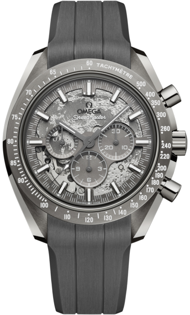 Speedmaster Dark Side Of The Moon 44.25mm in Grey Ceramic on Grey Rubber Strap with Grey Dial