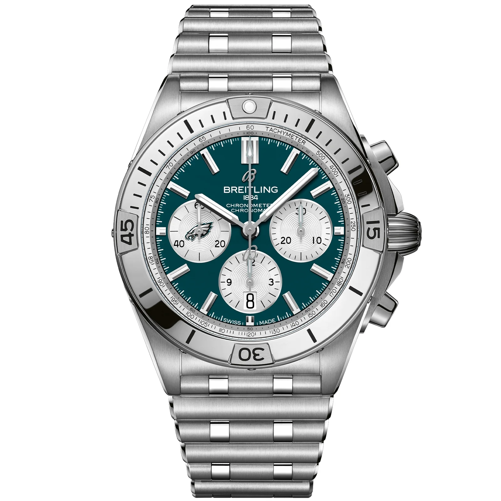 Chronomat B01 42mm in Steel on Steel Bracelet with Green Dial