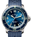 Fifty Fathoms Automatique in Titanium with Blue Bezel on Blue Rubber Strap with Blue Dial