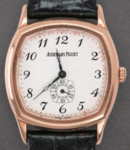 John Schaeffer 34mm in Rose Gold on Black Crocodile Leather Strap with White Dial
