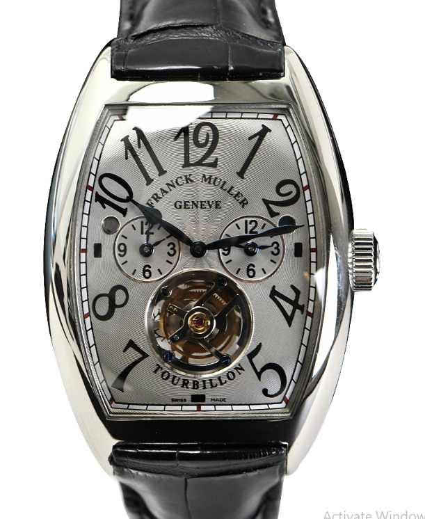 Cintree Curvex Master Banker Tourbillon in Platinum on Black Alligator Leather Strap with Silver Dial