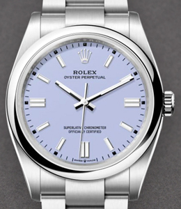 Oyster Perpetual No Date 36mm in Steel with Smooth Bezel on Oyster Bracelet with Lavender Index Dial