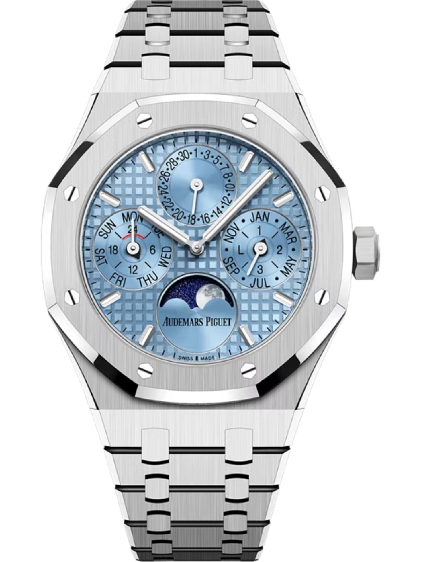 Royal Oak Perpetual Calendar 38mm in Steel on Steel Bracelet with Ice Blue Dial