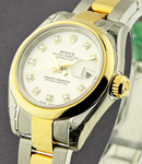 Datejust in Steel with Yellow Gold Smooth Bezel on Steel and Yellow Gold Oyster Bracelet with Silver Diamond Dial