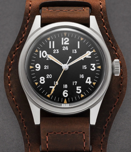 Benrus DTU-2A/P 34mm Automatic in Steel on Brown Leather Strap with Black Dial