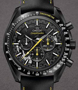 Speedmaster Dark Side of the Moon Chronograph in Ceramic on Black Leather Strap with Black Dial