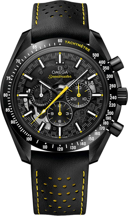 Speedmaster Dark Side of the Moon Chronograph in Ceramic on Black Leather Strap with Black Dial