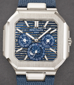 RARE Cubitus 45mm Automatic in Platinum on Navy Blue Composite Fabric Strap with Skeleton Dial